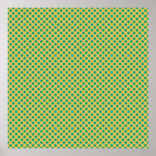 Yellow Gold with Emerald Green Polka Dots STaylor Poster (Front)