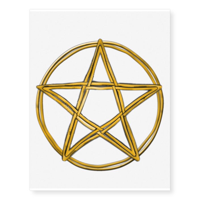 Yellow Gold Woven Wicker Pentagram Temp Tattoo Zazzle Com