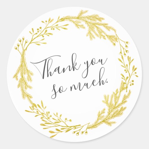 Yellow Gold Wreath Thank you Classic Round Sticker