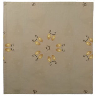 Yellow Golden Egg Pattern Easter Eggs Rustic Beige Cloth Napkin