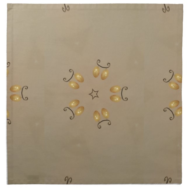 Yellow Golden Egg Pattern Easter Eggs Rustic Beige Cloth Napkin (Front)