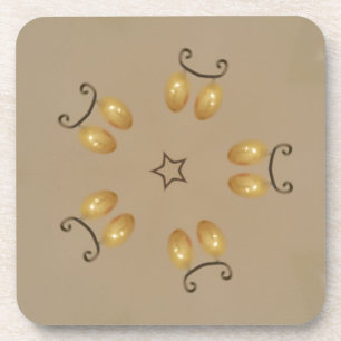 Yellow Golden Egg Pattern Easter Eggs Rustic Beige Drink Coaster