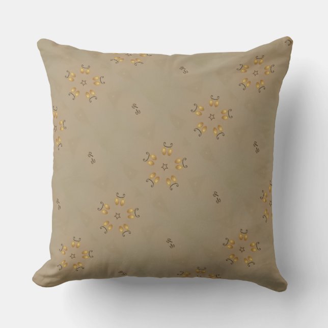 Yellow Golden Egg Pattern Easter Eggs Rustic Beige Throw Pillow (Front)