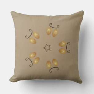 Yellow Golden Egg Pattern Easter Eggs Rustic Beige Throw Pillow
