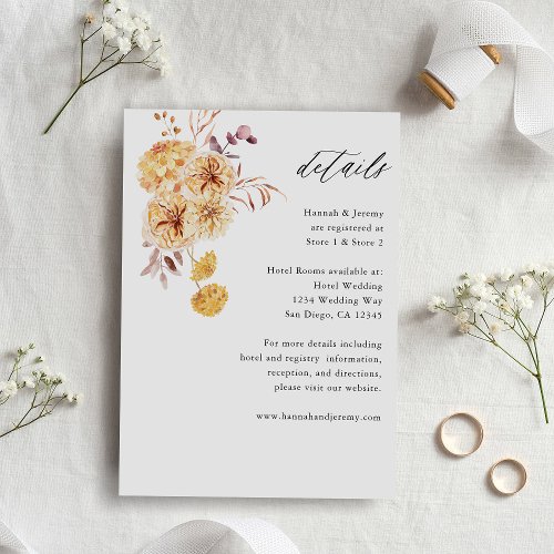 Yellow Golden Floral Details Enclosure Card