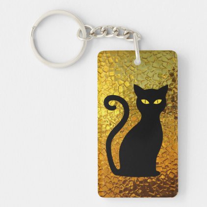 Yellow Golden Glow textured Cat Kitten Keychain