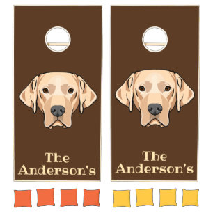 Yellow Golden Lab Design Cornhole Set