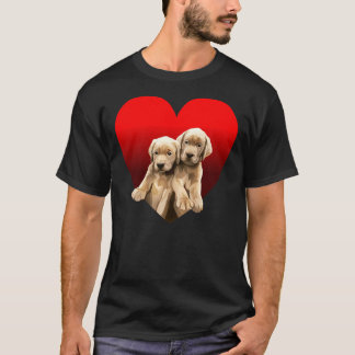 Yellow Golden Labrador Puppies Inside Heart T-Shirt