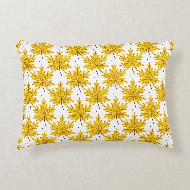 Yellow golden maple leaves seamless pattern. Autum Accent Pillow (Front)