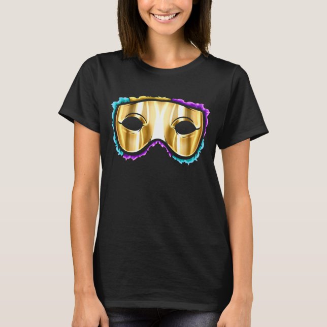 Yellow golden Mask For Mardi Gras  1 T-Shirt (Front)
