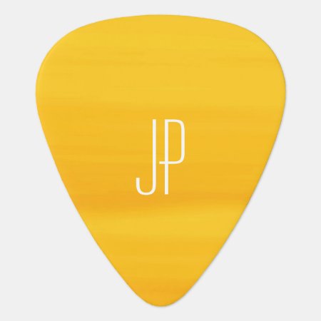 Yellow Golden Monogram Initials Guitar Pick