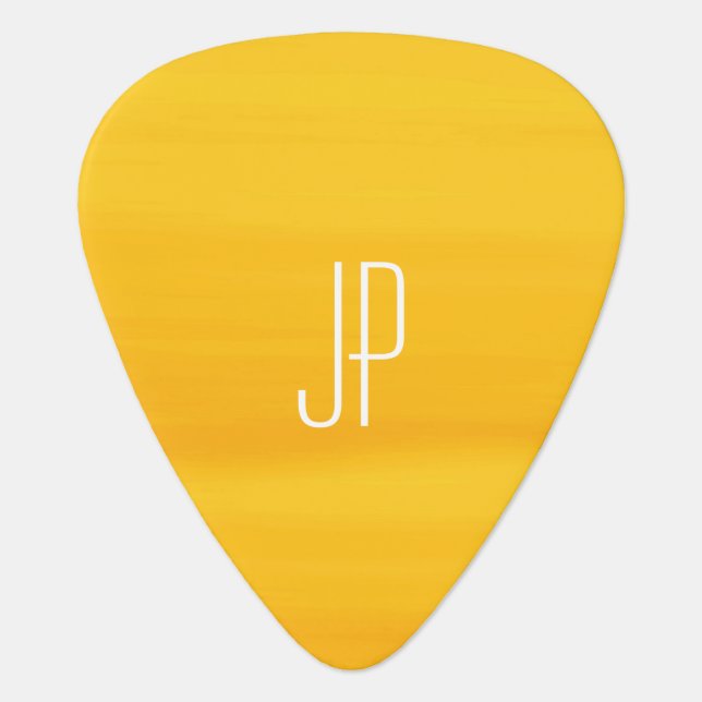Yellow golden monogram initials guitar pick (Front)