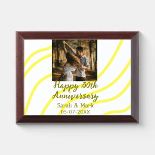 Yellow golden photo 30th wedding anniversary name  award plaque