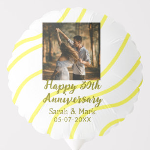 Yellow golden photo 30th wedding anniversary name balloon