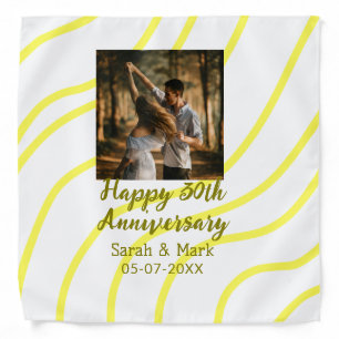 Yellow golden photo 30th wedding anniversary name bandana