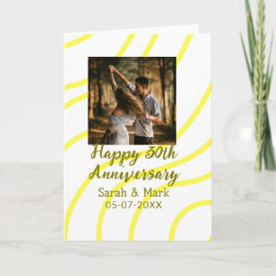 Yellow golden photo 30th wedding anniversary name card
