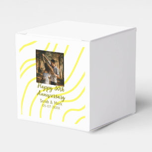 Yellow golden photo 30th wedding anniversary name favor boxes