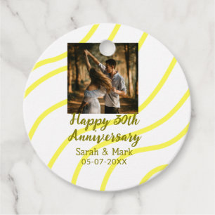 Yellow golden photo 30th wedding anniversary name favor tags