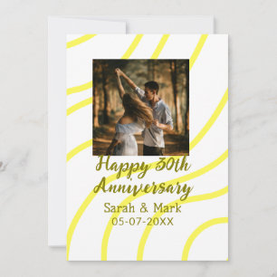 Yellow golden photo 30th wedding anniversary name  invitation