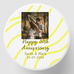 Yellow golden photo 30th wedding anniversary name mini candle favors