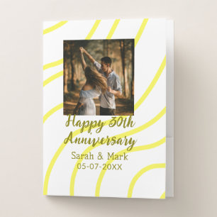 Yellow golden photo 30th wedding anniversary name pocket folder