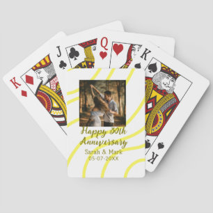 Yellow golden photo 30th wedding anniversary name  poker cards