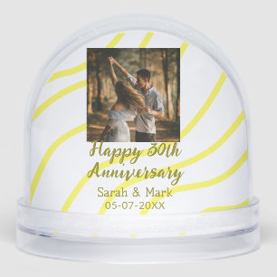 Yellow golden photo 30th wedding anniversary name snow globe