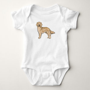 Yellow Golden Retriever Adorable Cartoon Dog Baby Bodysuit