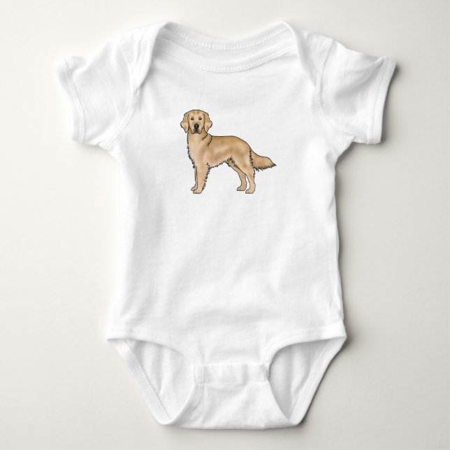 Yellow Golden Retriever Adorable Cartoon Dog Baby Bodysuit (Front)