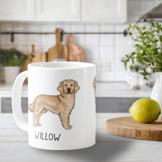 Yellow Golden Retriever Cartoon Dog Custom Name Coffee Mug