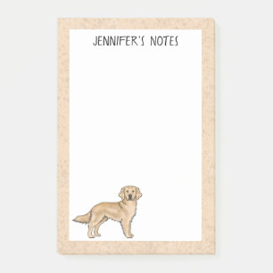 Yellow Golden Retriever Cartoon Dog Custom Name Post-it Notes