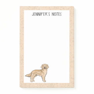 Yellow Golden Retriever Cartoon Dog Custom Name Post-it Notes