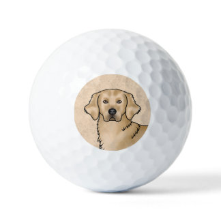 Yellow Golden Retriever Cartoon Dog Head Golf Balls