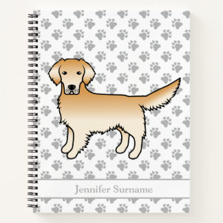 Yellow Golden Retriever Cartoon Dog &amp; Name Notebook