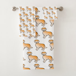 Yellow Golden Retriever Cartoon Dog Pattern Bath Towel Set