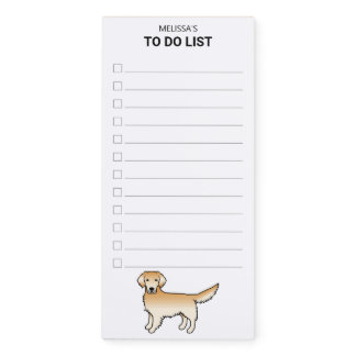 Yellow Golden Retriever Cartoon Dog To Do List Magnetic Notepad
