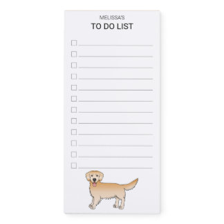 Yellow Golden Retriever Cartoon Dog To Do List Magnetic Notepad