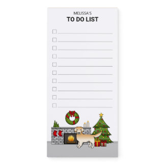 Yellow Golden Retriever Christmas Room To Do List Magnetic Notepad