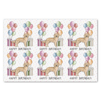 Yellow Golden Retriever Colorful Happy Birthday Tissue Paper