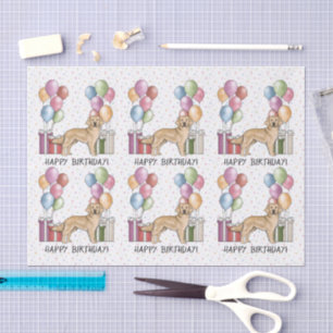 Yellow Golden Retriever Colorful Happy Birthday Tissue Paper