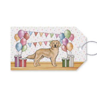 Yellow Golden Retriever Colorful Pastel Birthday Gift Tags