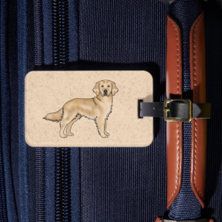 Yellow Golden Retriever Cute Cartoon Dog Art Luggage Tag