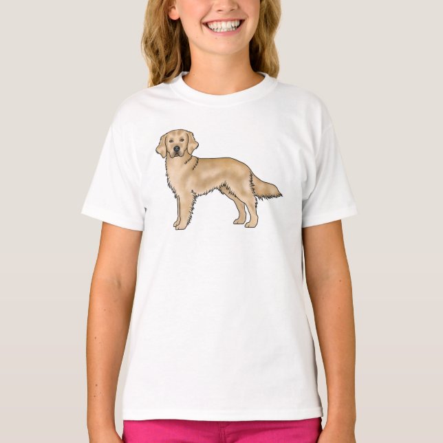 Yellow Golden Retriever Cute Cartoon Dog Art T-Shirt (Front)