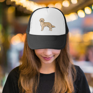 Yellow Golden Retriever Cute Cartoon Dog Art Trucker Hat