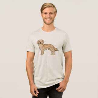 Yellow Golden Retriever Cute Cartoon Dog Artwork Tri-Blend Shirt