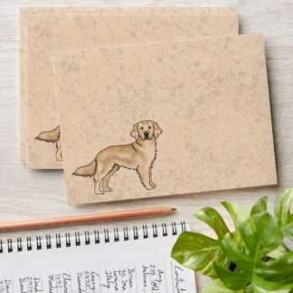 Yellow Golden Retriever Cute Cartoon Dog Beige Envelope