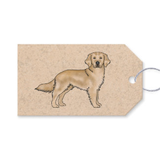 Yellow Golden Retriever Cute Cartoon Dog Beige Gift Tags