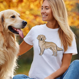 Yellow Golden Retriever Cute Cartoon Dog Drawing T-Shirt