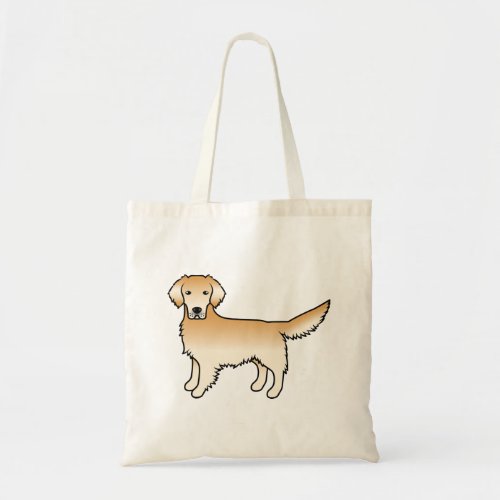 Yellow Golden Retriever Cute Cartoon Dog Drawing Tote Bag