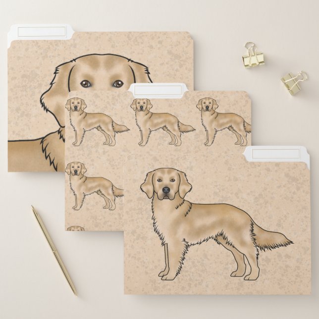 Yellow Golden Retriever Cute Cartoon Dog File Folder (Set)